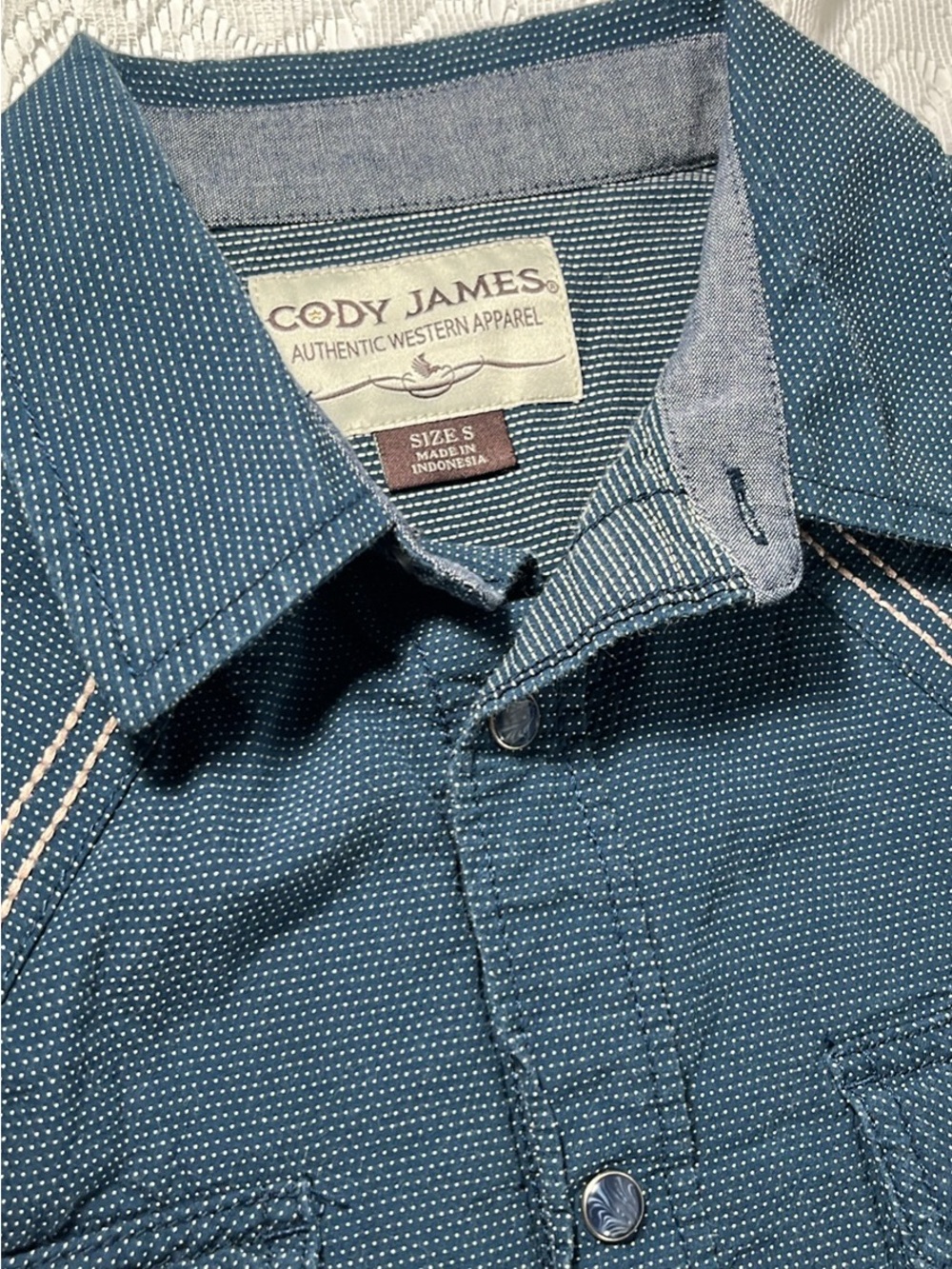 Cody James Men’s Teal Dotted Casual Button-Down Shirt